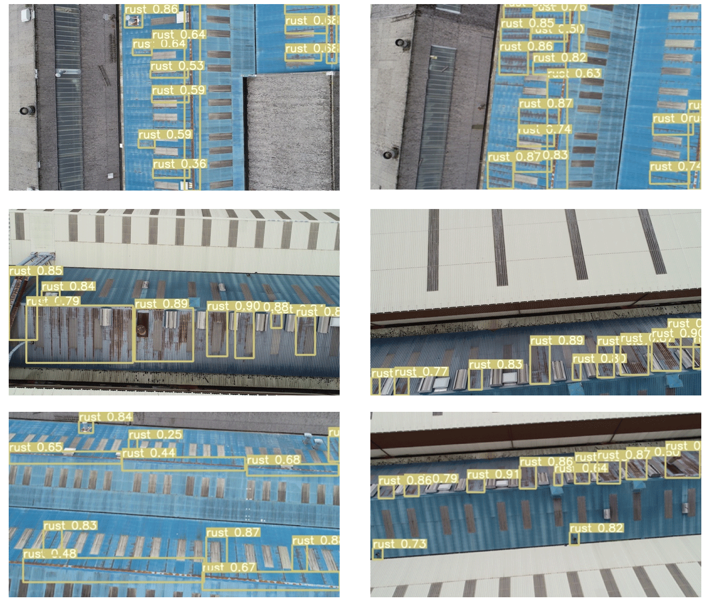 Sample of detected defects